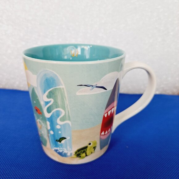 Starbucks 2010 Hawaii bone china surfboard beach shark fish 11 oz. mug - Picture 3 of 10